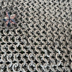 9mm Flat Riveted Chainmail Hauberk - Handcrafted Mild Steel Chain Mail Shirt Armor, Medieval Costume image 8