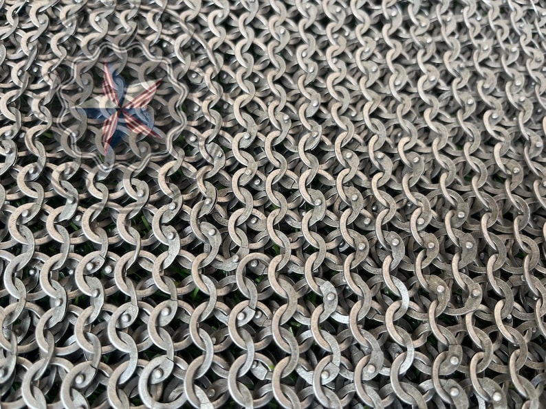 9mm Flat Riveted Chainmail Hauberk - Handcrafted Mild Steel Chain Mail Shirt Armor, Medieval Costume image 8