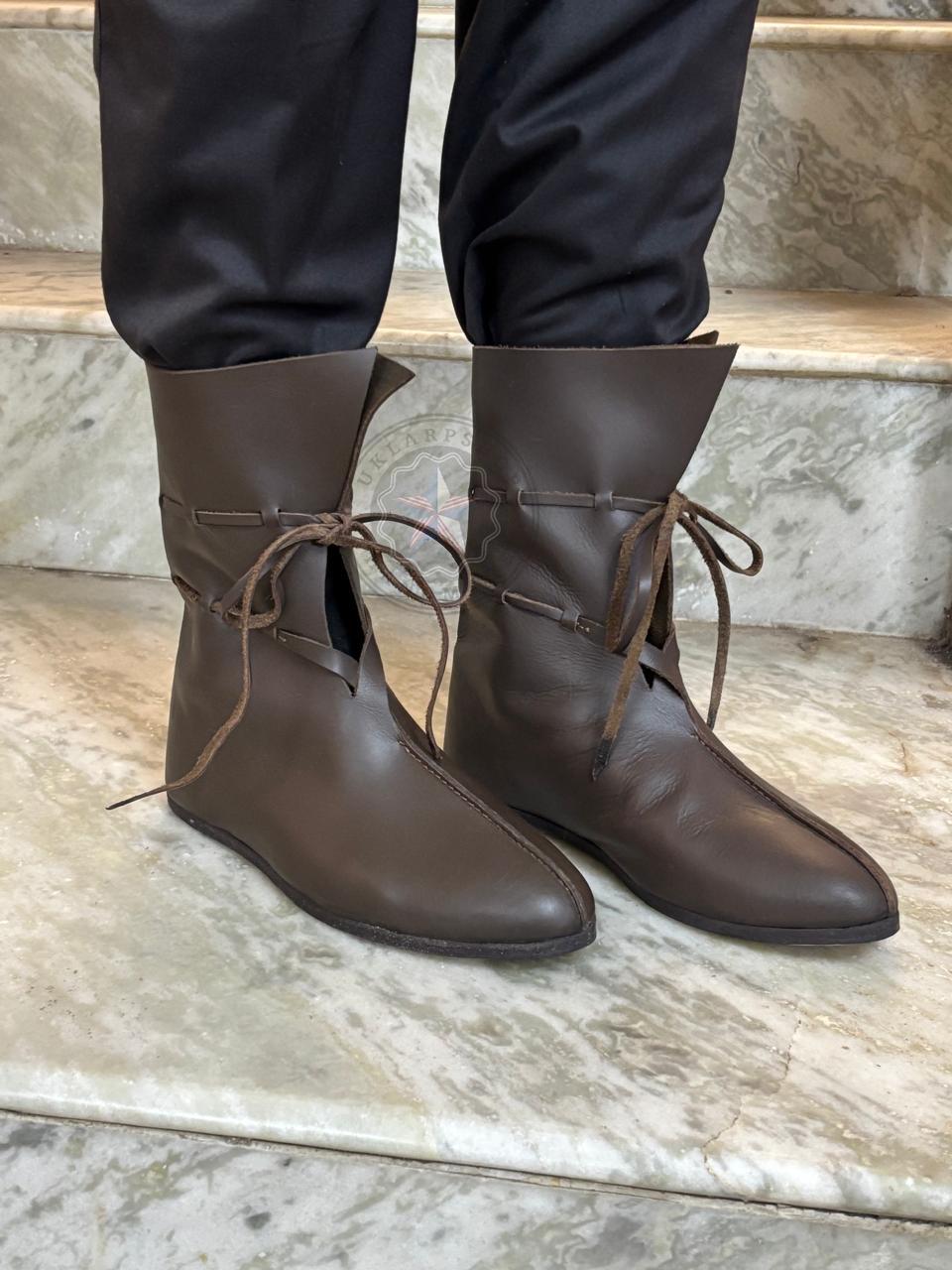 Chaussures médiévales Viking Sigurd bottes pour hommes marron GN Cosplay Comb