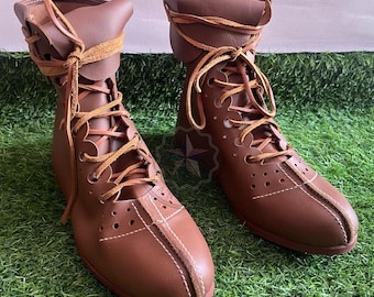 Handmade Hellenistic Leather Ankle Boots, Brown Ancient Greek & Roman Reenactment Shoes