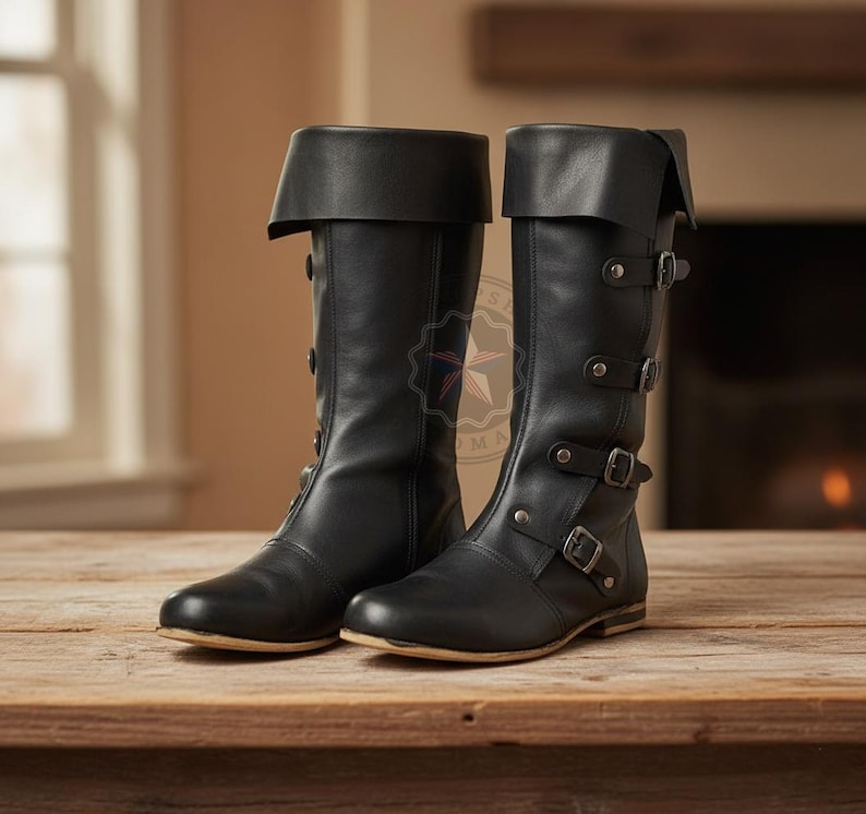 Medieval Leather Renaissance Boots: Viking Pirate Style Renfaire Boots ...