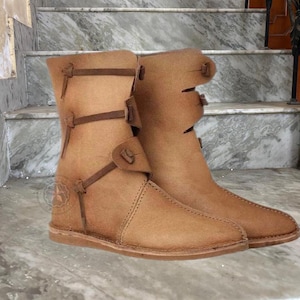 Viking Leather Ankle Boots, Medieval boots Renaissance Pirate Shoes for events