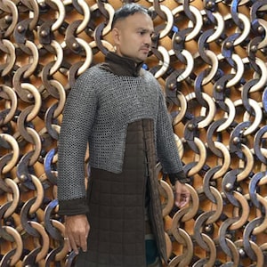 9mm chain mail Half hauberk: Flat Riveted Rings with solid rings for Halloween gift