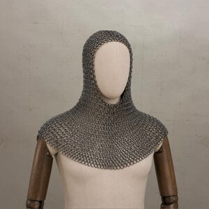 9mm Flat Riveted Chainmail Hauberk - Handcrafted Mild Steel Chain Mail Shirt Armor, Medieval Costume image 9