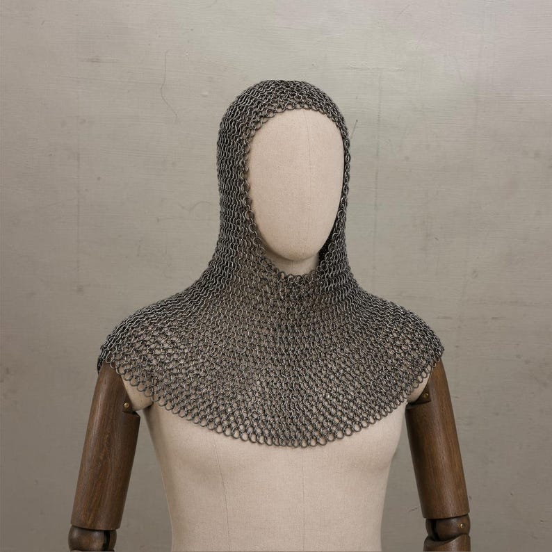 9mm Flat Riveted Chainmail Hauberk - Handcrafted Mild Steel Chain Mail Shirt Armor, Medieval Costume image 9