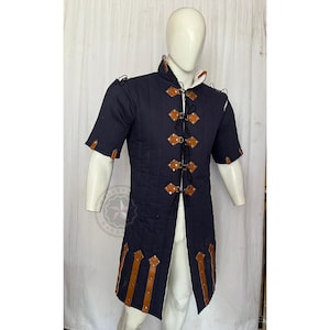 Medieval Viking Gambeson with Leather For Sca Larp Full Sleeve Cotton Fabric Aketon Jacket Thick Padded Costume Reenactment Historical