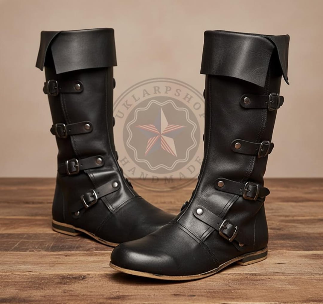Medieval Leather Renaissance Boots: Viking Pirate Style Renfaire Boots ...