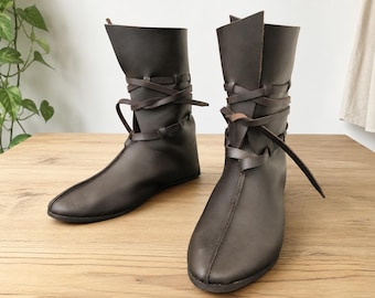 Viking Leather Boots, Historical Oseberg Medieval Shoes, Mens Renaissance Faire Footwear, Authentic LARP