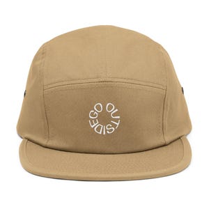Embroidered "Touch Grass" 5 Panel Cap, Red Moth Design
