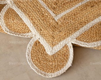 Handmade Scalloped Jute Rug: Braided Boho Decor