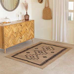 Kelim Teppich Handgewebte Wolle & Jute Dhurrie Traditioneller Indischer Bereich Teppich, Strapazierfähige Handgefertigte Bodendekor, Boho Boho Akzent Teppich