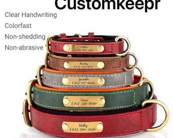 Collier de chien personnalisé : médaille d'identification en cuir PU gravée pour chien