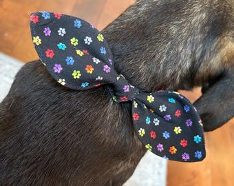 Small dog prints multicolored Dog Bow,  Tie-On, Simple, Pet Bandana