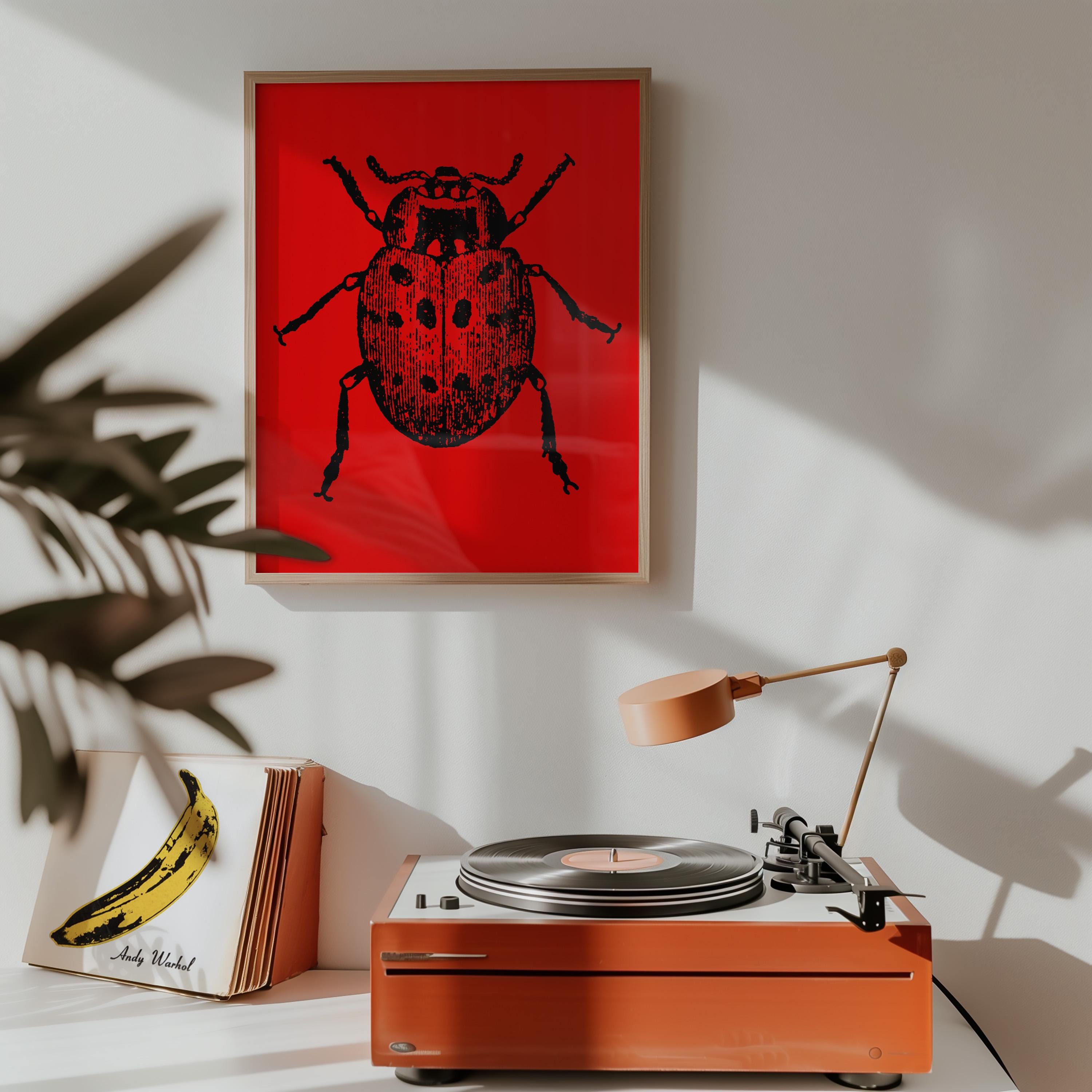 Ladybug Illustration Matte Poster Print | Vertical Red Insect Nursery ...