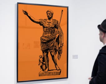 Augustus Caesar Statue Art Poster Print, Ancient Rome Decor, CUSTOM COLOR!