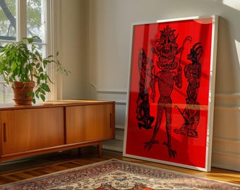 Renaissance Art Devil Demon Wall Art, Matte Print for Gothic Decor, Occult , Satan Lover Wall Decoration, Halloween Art, CUSTOM COLOR!