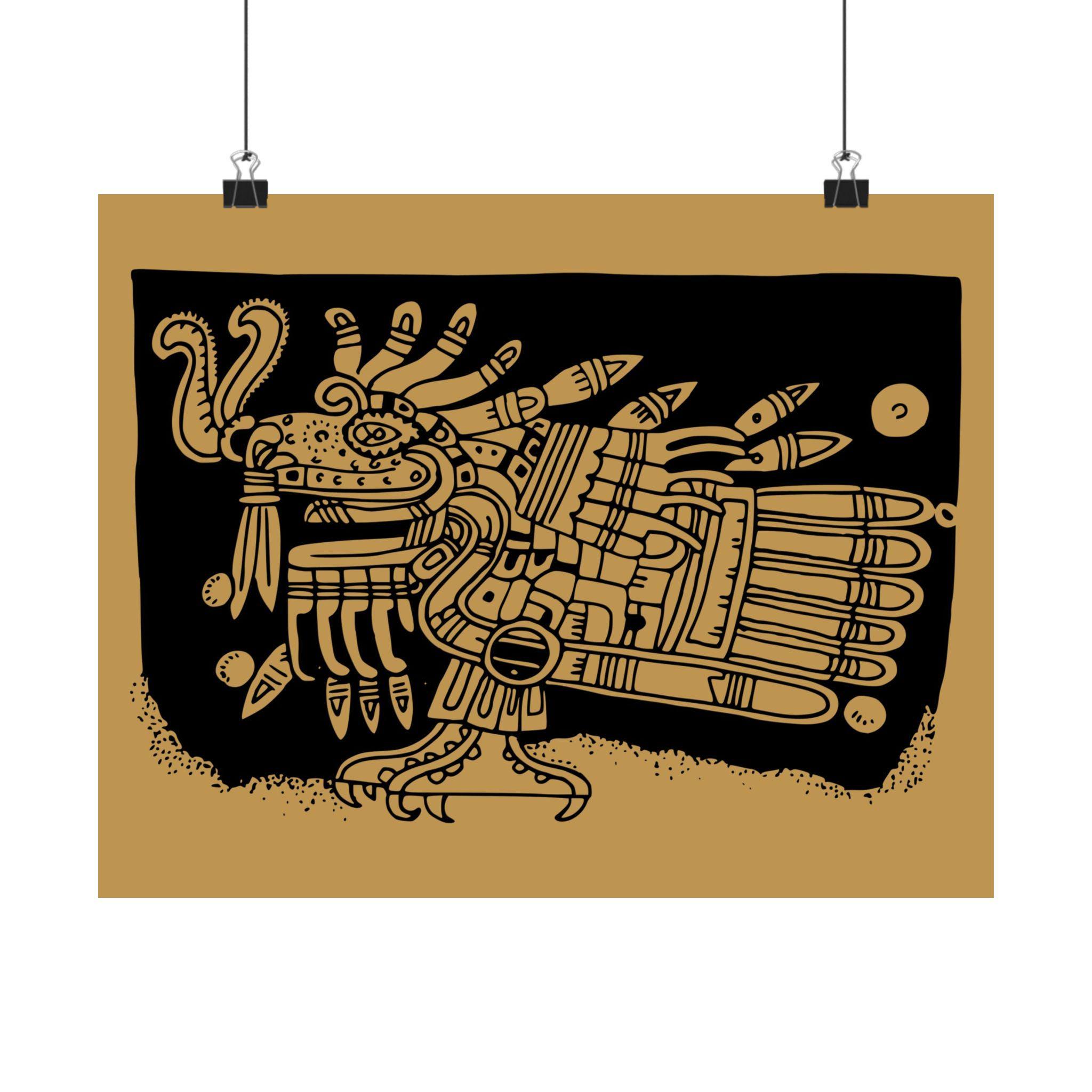 Aztec Eagle Mural Art Poster Print | Mesoamerican Mexican Myth Art ...