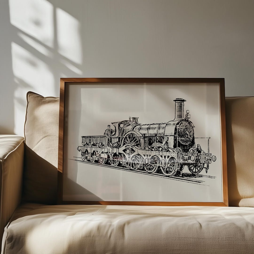 Vintage Steam Locomotive Poster Print | Train Art Illustration | CUSTOM ...