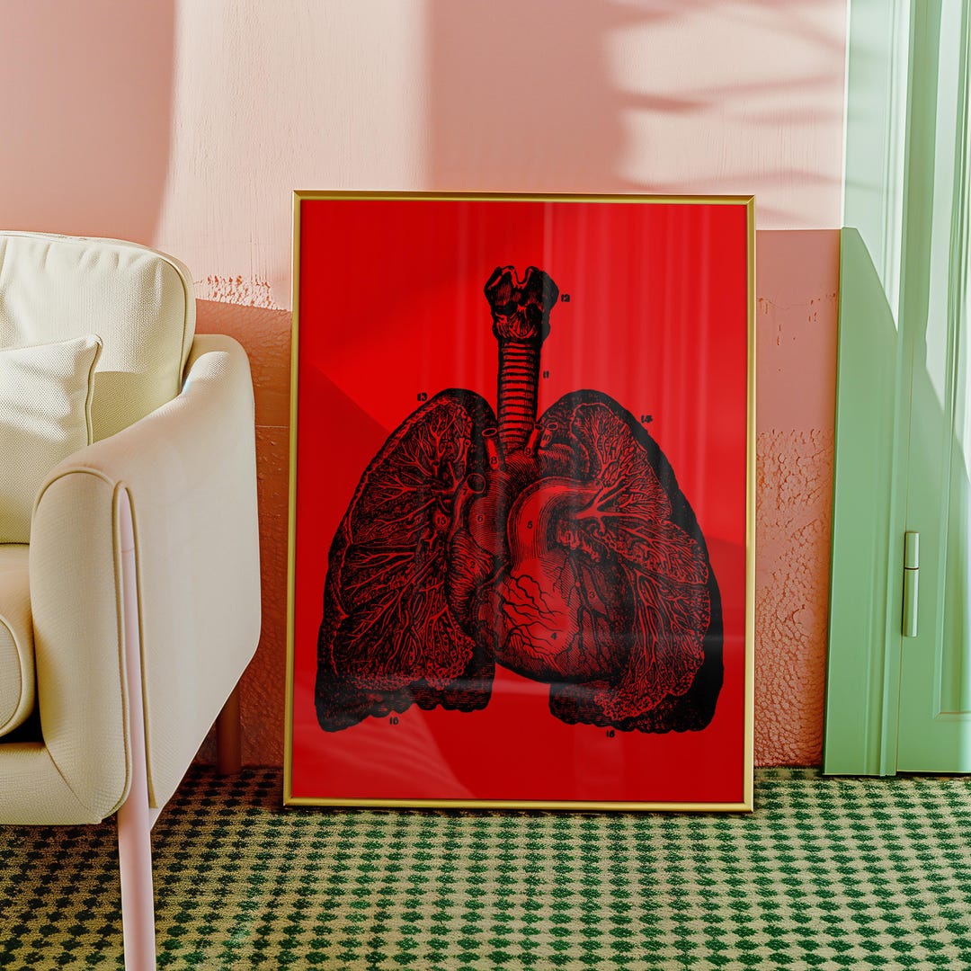 Anatomical Heart & Lungs Poster Print, Gothic Medical Wall Art, CUSTOM ...