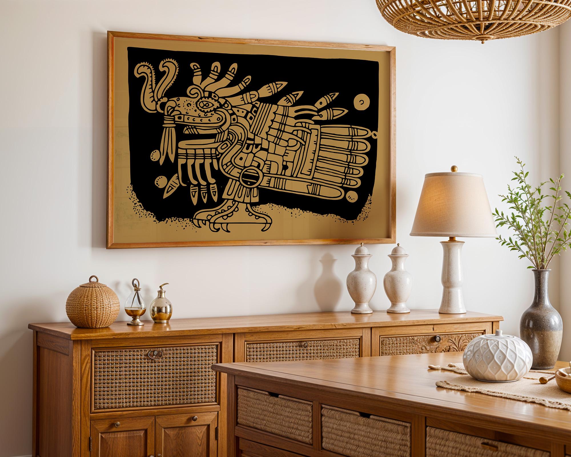 Aztec Eagle Mural Art Poster Print | Mesoamerican Mexican Myth Art ...