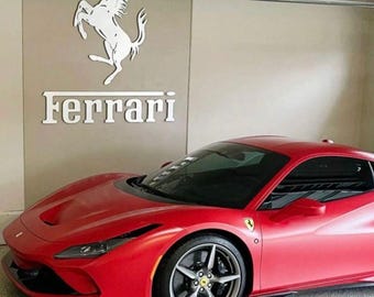 Ferrari Wall Lettering & Crest Set – With Tape - Mounting Template