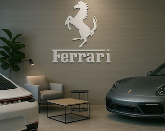 Ferrari Wall Lettering & Crest Set – With Tape - Mounting Template
