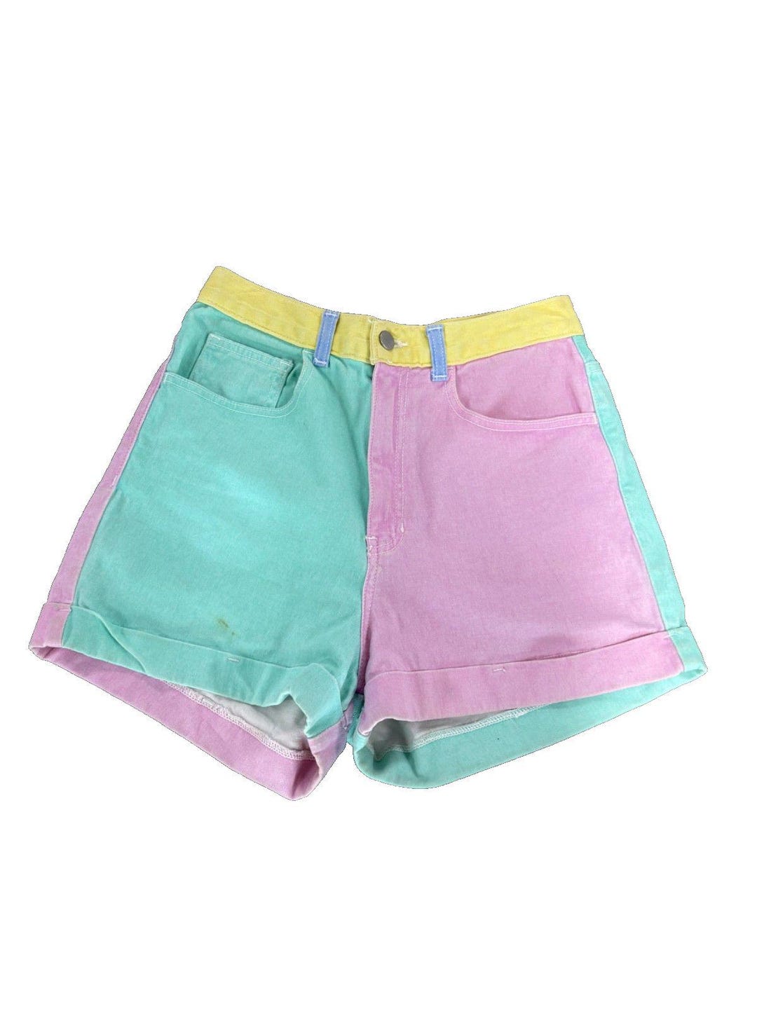 Vintage 90's Color Block High Waisted Retro 70's Shorts American ...