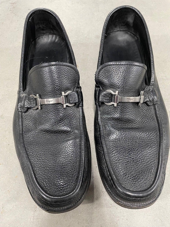 Salvatore Ferragamo Gancini Loafers Mens 11 EE Black Pebbled  display picture 2