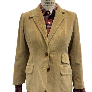 Blazer de pana color beige estilo preppy de Evan Picone, estilo vintage de los años 80. imagen 1