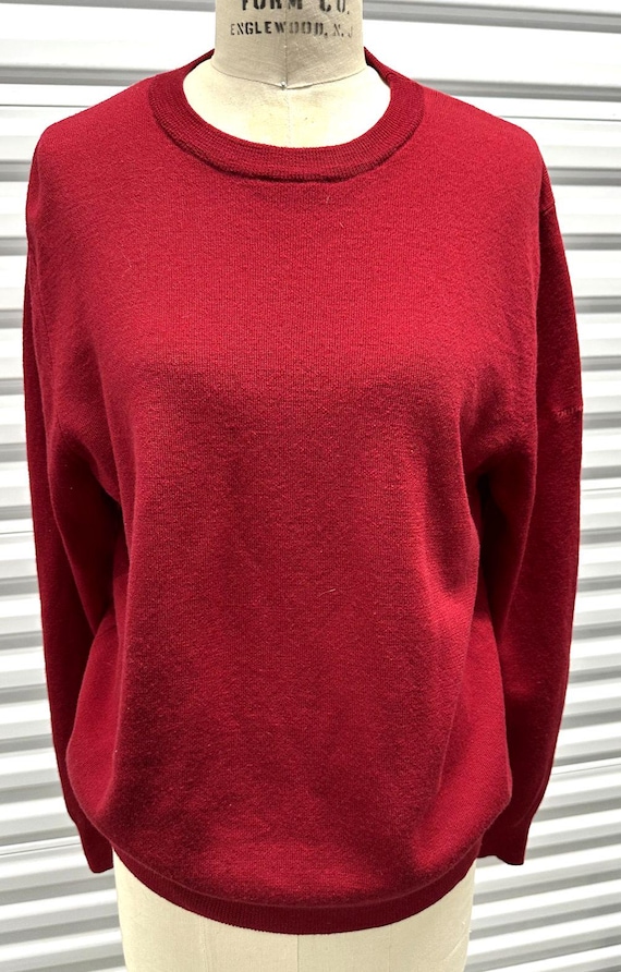 Façonnable, Vintage Faconnable Wool Sweater – Rich Red Crew Neck, Men's M