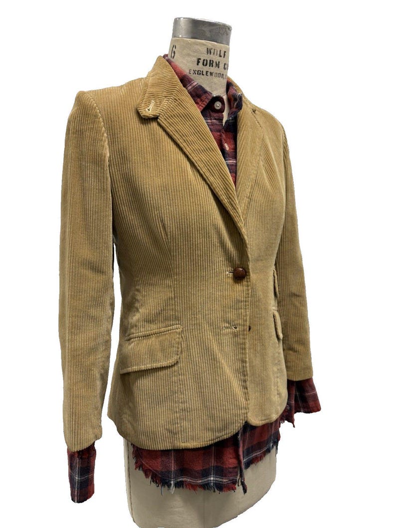 Blazer de pana color beige estilo preppy de Evan Picone, estilo vintage de los años 80. imagen 5