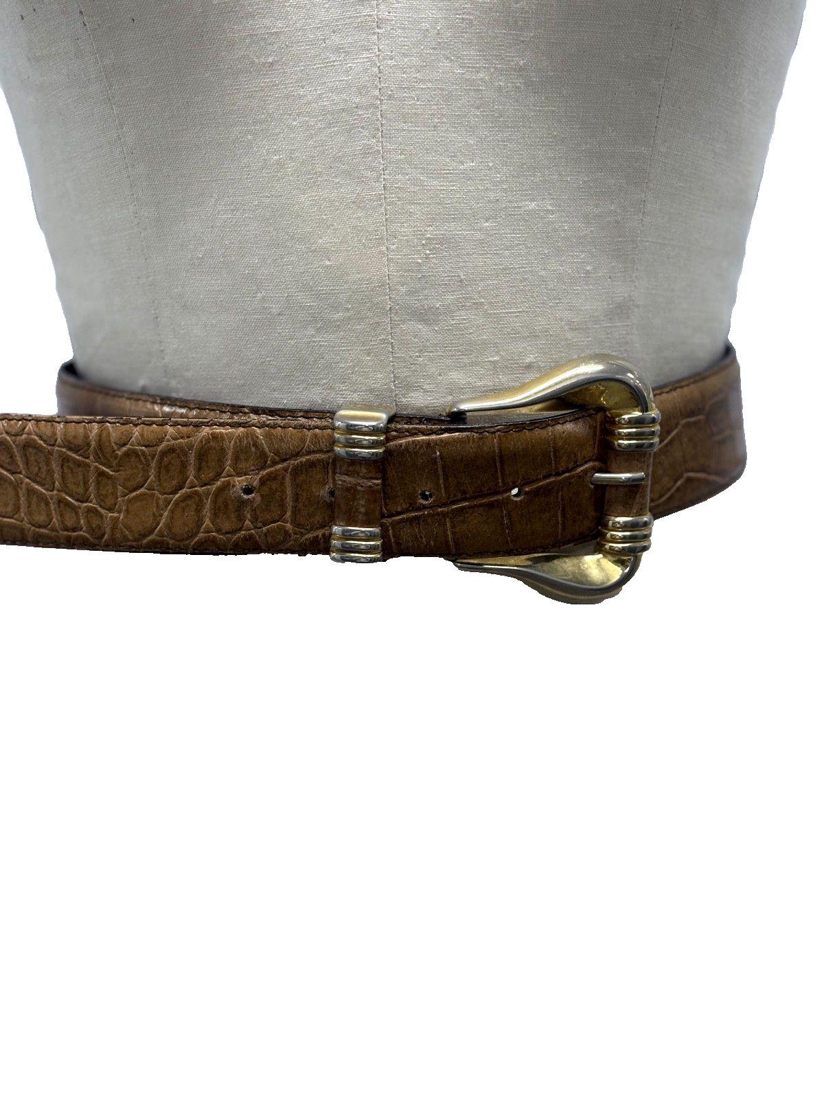 Croc Leather Belt Brown Vintage Gold - Etsy display picture 1