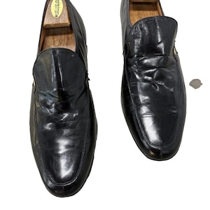 Florsheim Exclusive 1970s Mens Black Leather Loafers  Made in Spain Size 11 D