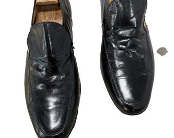 Florsheim Exclusive 1970s Mens Black Leather Loafers  Made in Spain Size 11 D