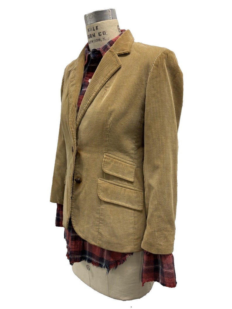 Blazer de pana color beige estilo preppy de Evan Picone, estilo vintage de los años 80. imagen 2