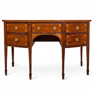 Antique Georgian Mahogany Inlaid Bow-Front Sideboard
