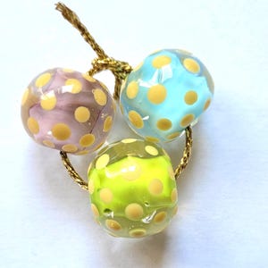 Handmade glass beads, lampwork beads, dotted beads