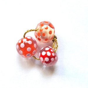 Handmade glass beads, lampwork beads, dotted beads