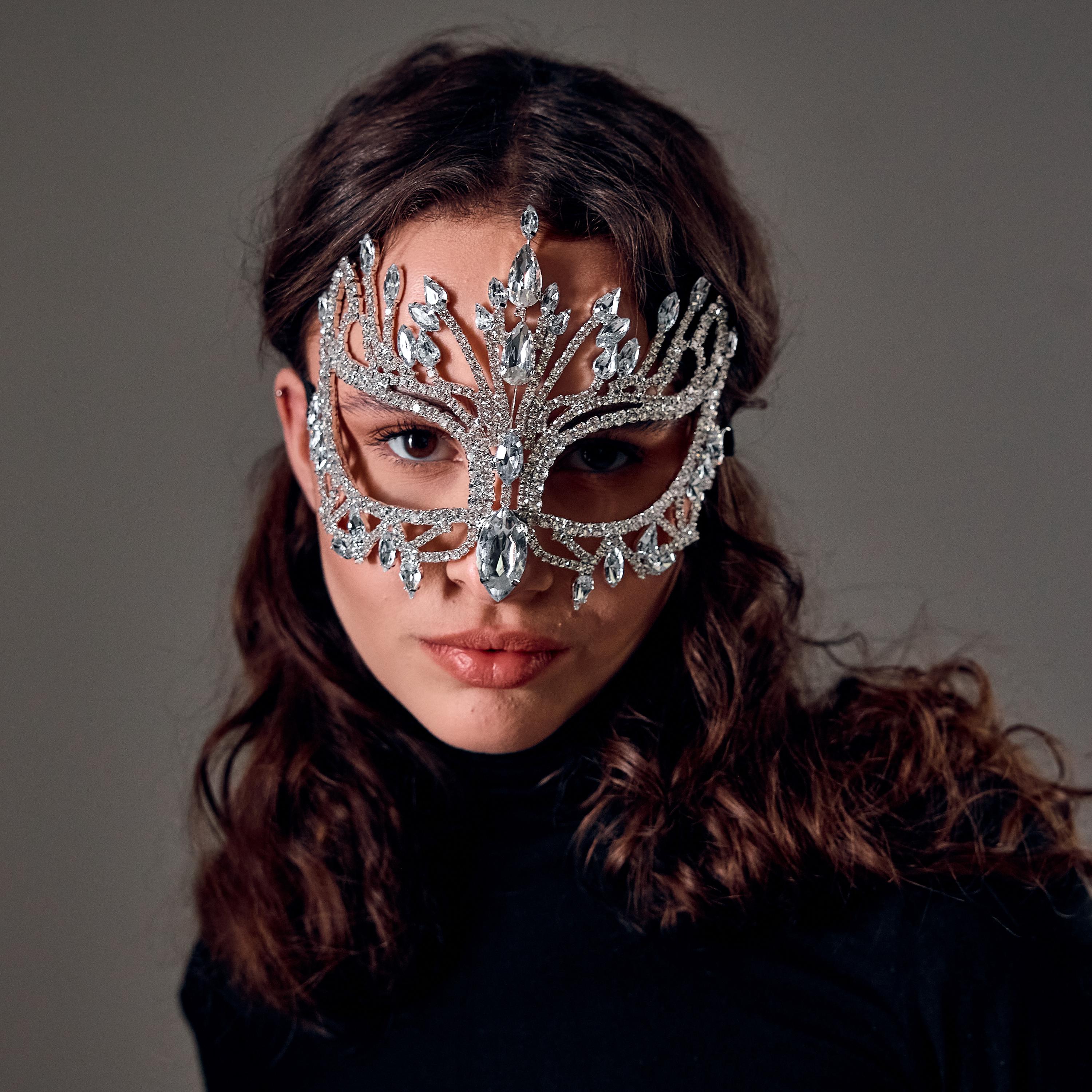 2024 Moda 15 Colori Bling Strass Maschera Facciale Per Le Donne - Foto 11