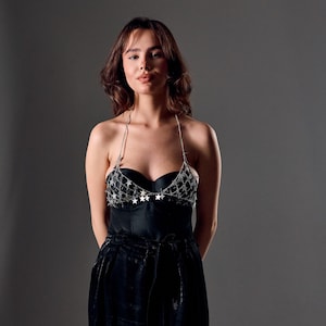 Star chain top, Star chain bra, Silver chain bra, Festival chain bra, Chain bra top, Body jewelry, Rave chain bra,Metallic bra top,Party top
