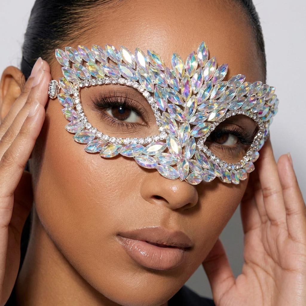 Rhinestone Mask, Sparkly Masquerade Mask, Rave Mask, Crystal Party Mask ...