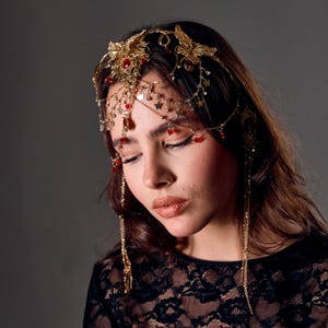 Gold forehead piece, Festival head piece, Gold head chain, Butterfly head pieces, Rave head chain, Boho head chain, Fairy head chain