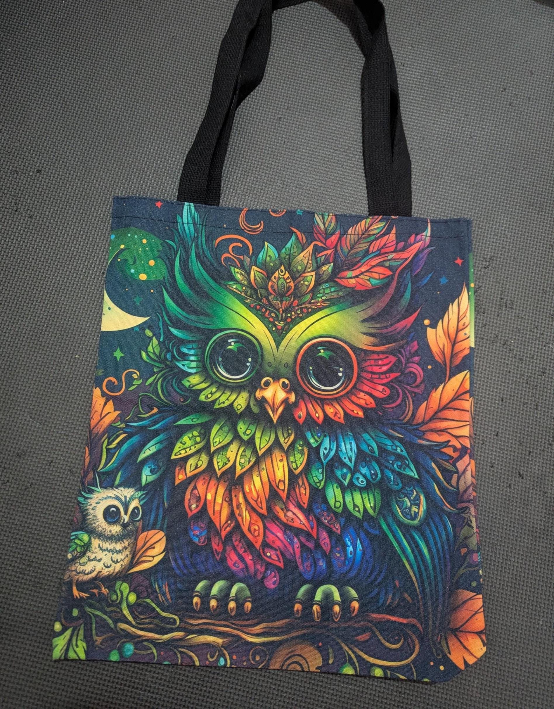Colorful Owl Tote Bag: Bright & Bold, Reusable Shopping Bag