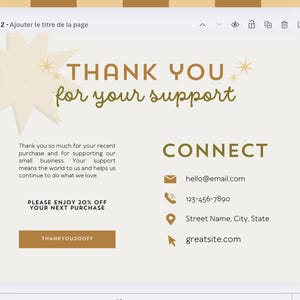 Carte de remerciement personnalisable – Modèle Canva – Merci client / mariage / commande – Téléchargement numérique