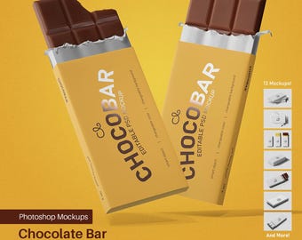 Chocolate Bar Packaging Photoshop Editable Mockup Set