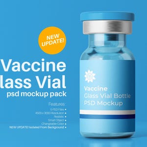 Vaccine Glass Vial Bottle PSD Mockup Set