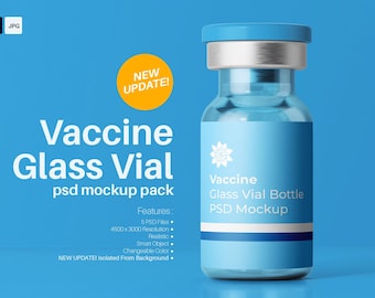 Vaccine Glass Vial Bottle PSD Mockup Set