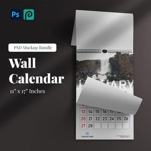 Calendario da parete 11 x 17 pollici - Set di mockup per Photoshop