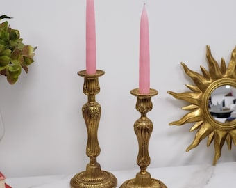 Hand Gilded Golden Empire Dinner Candle Holders