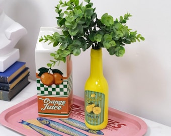 Ceramic Limoncello / Orange Juice Carton Stem Vases